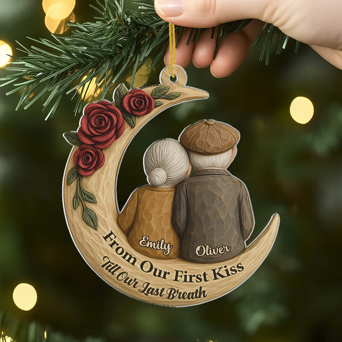"From Our First Kiss To Our Last Breath" Personalized Ornament - Christmas Gift for Couples