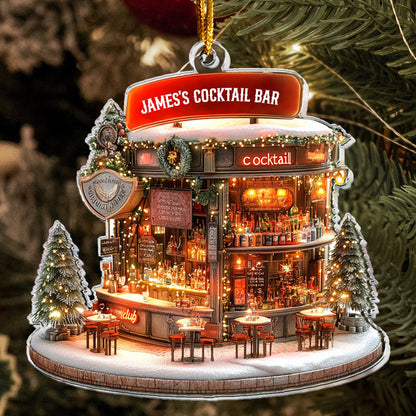 Custom Cocktail Bar Acrylic Ornament - Personalized Mixology Christmas Gift for Bartender