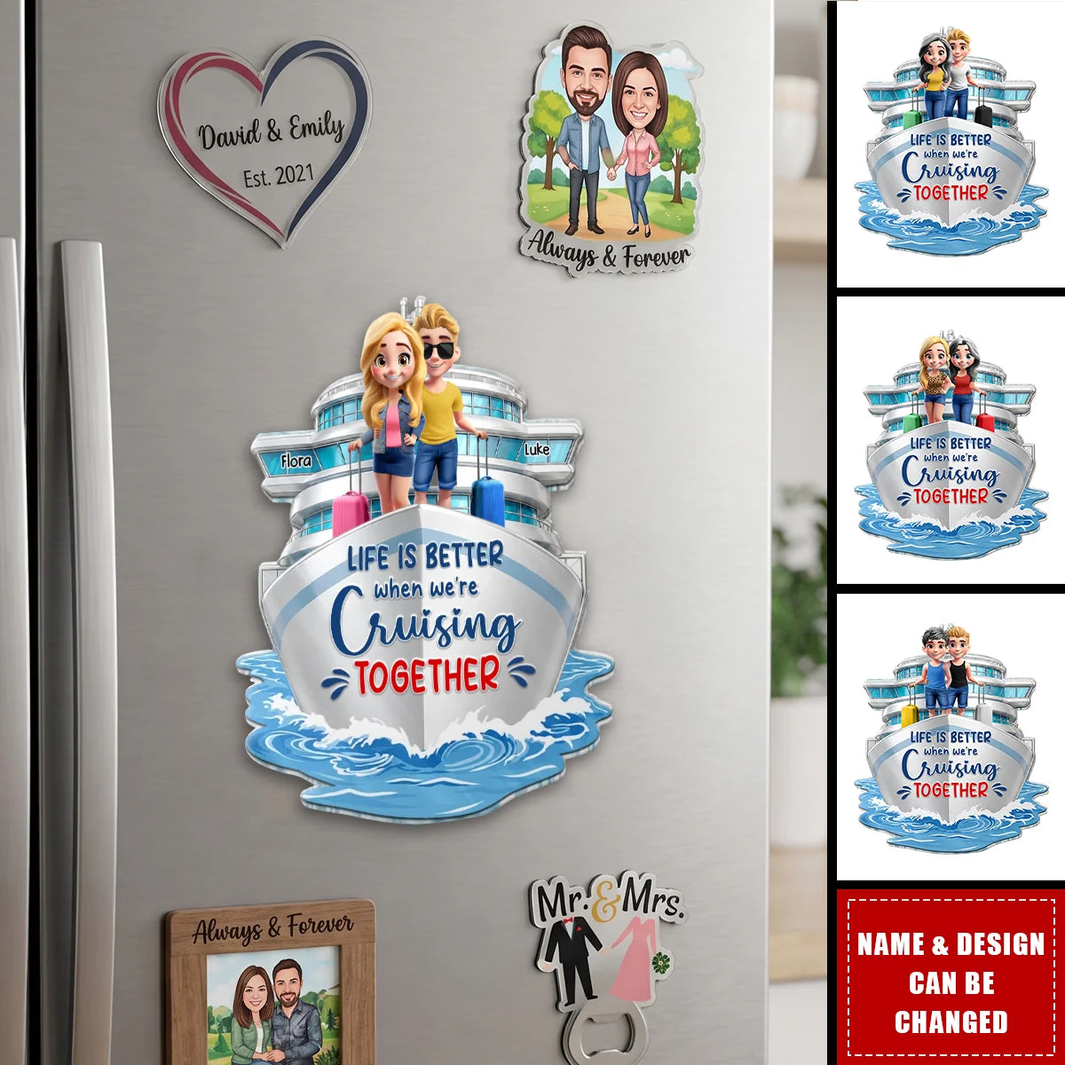 Making Memories One Cruise at a Time - Personalized Acrylic Magnet for Couples, Cruise Door Decor