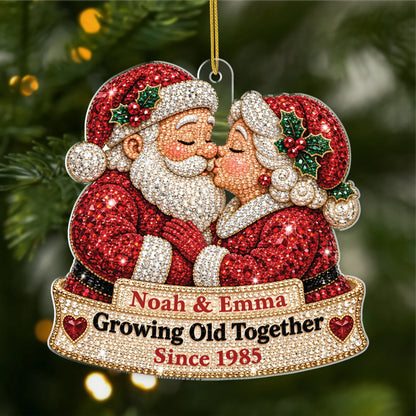 Growing Old Together Personalized Santa Couple Acrylic Ornament - Christmas Keepsake for Couples