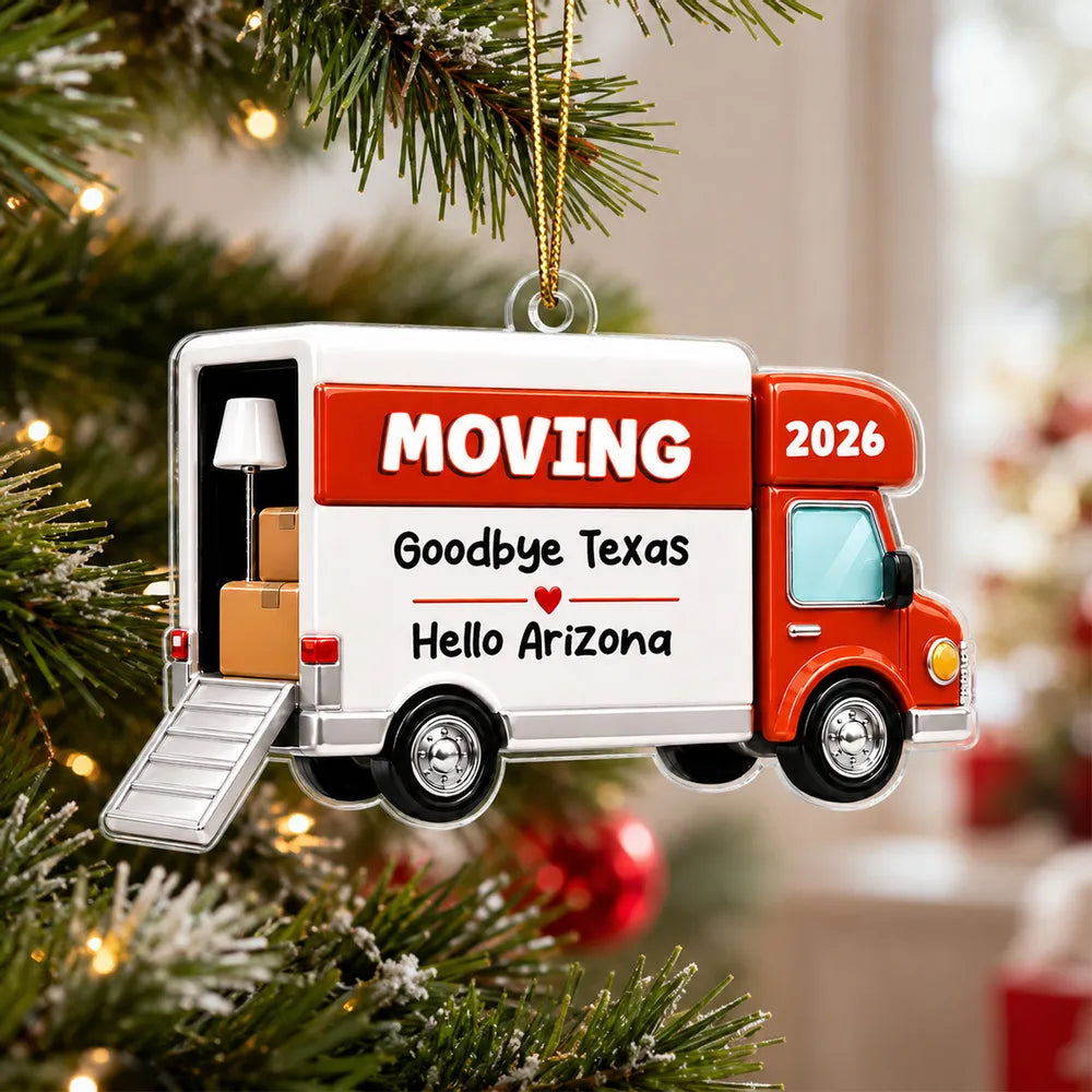 Moving Van Personalized Acrylic Ornament - New Home Keepsake