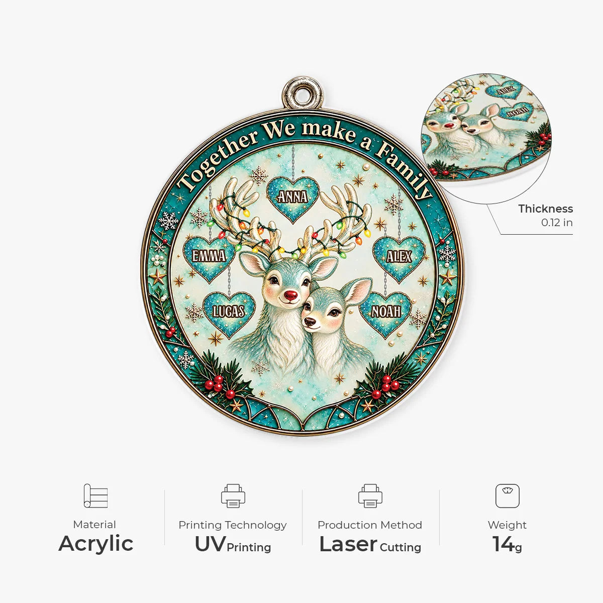 "Together We Make A Family" Personalized Acrylic Ornament - Custom Christmas Keepsake Gift