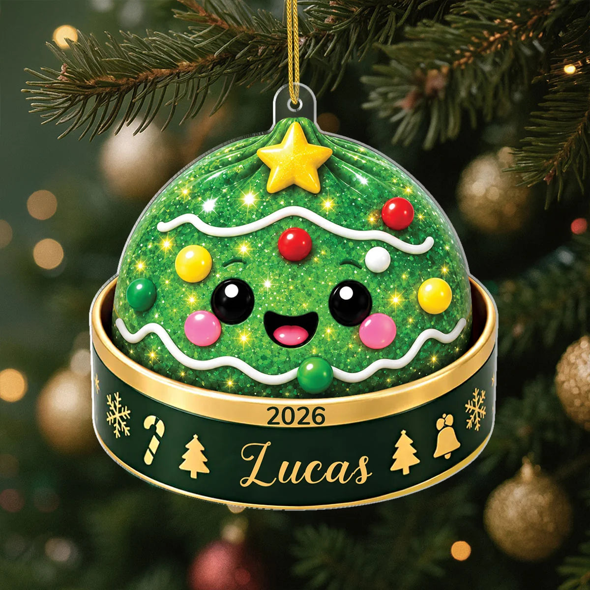 Custom Dumpling Name Acrylic Ornament - Personalized Cute Holiday Keepsake Gift for Family and Kids