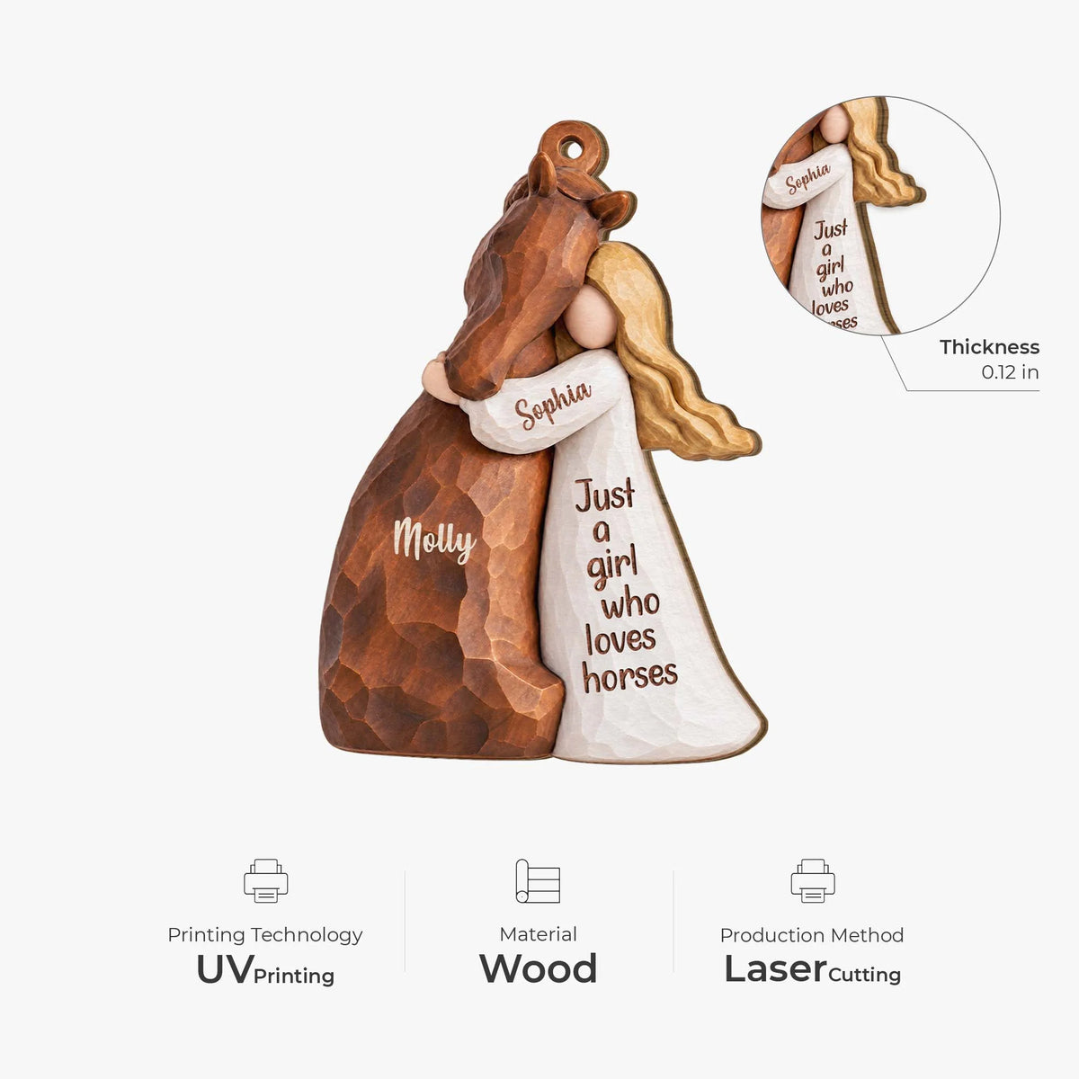 Just A Girl Who Loves Horses Personalized Wooden Ornament - Christmas Keepsake for Daughter