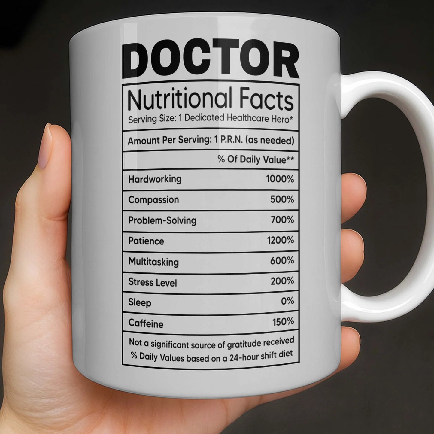 Personalized doctor gifts featuring a custom coffee mug with funny doctor nutritional facts design image 9