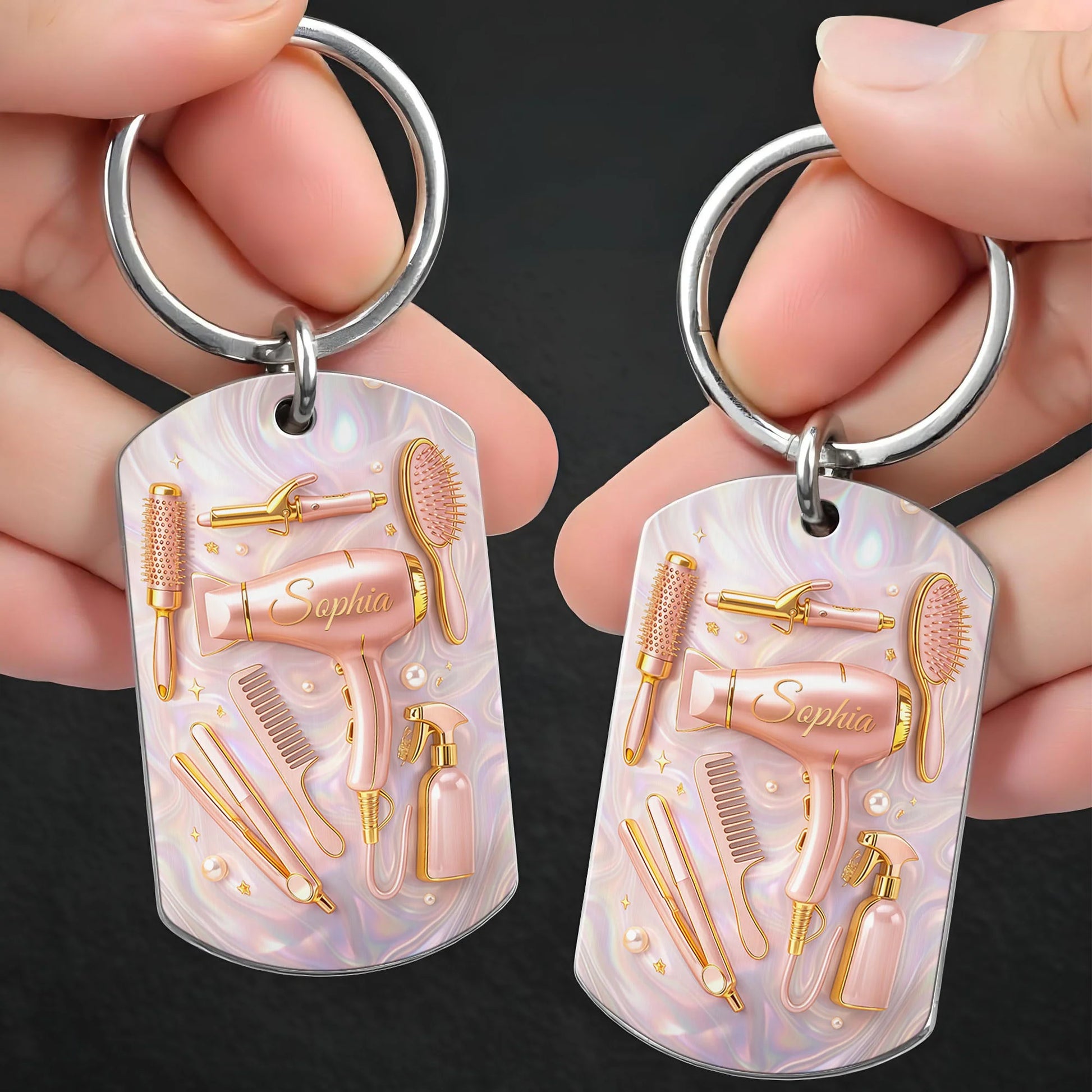Personalized Hairstylist Keychain for Wife with personalized design details for meaningful gifting image 7