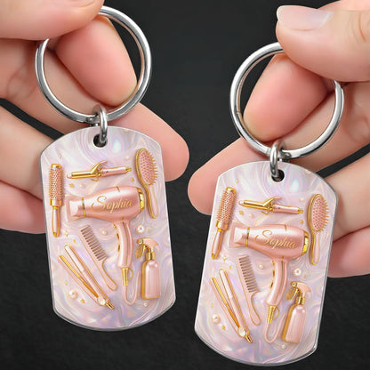 Personalized Hairstylist Keychain for Wife with personalized design details for meaningful gifting image 7