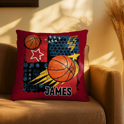 Personalized basketball pillow with custom name James and stars design for sports room decor image 8