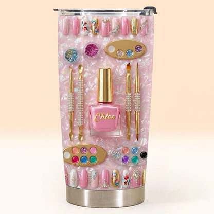 Tumbler material and size view - Custom Nail Tech Tumbler