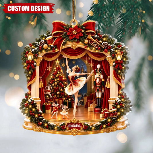 Nutcracker Ballet Stage Personalized Acrylic Ornament - Custom Christmas Keepsake for Ballerina