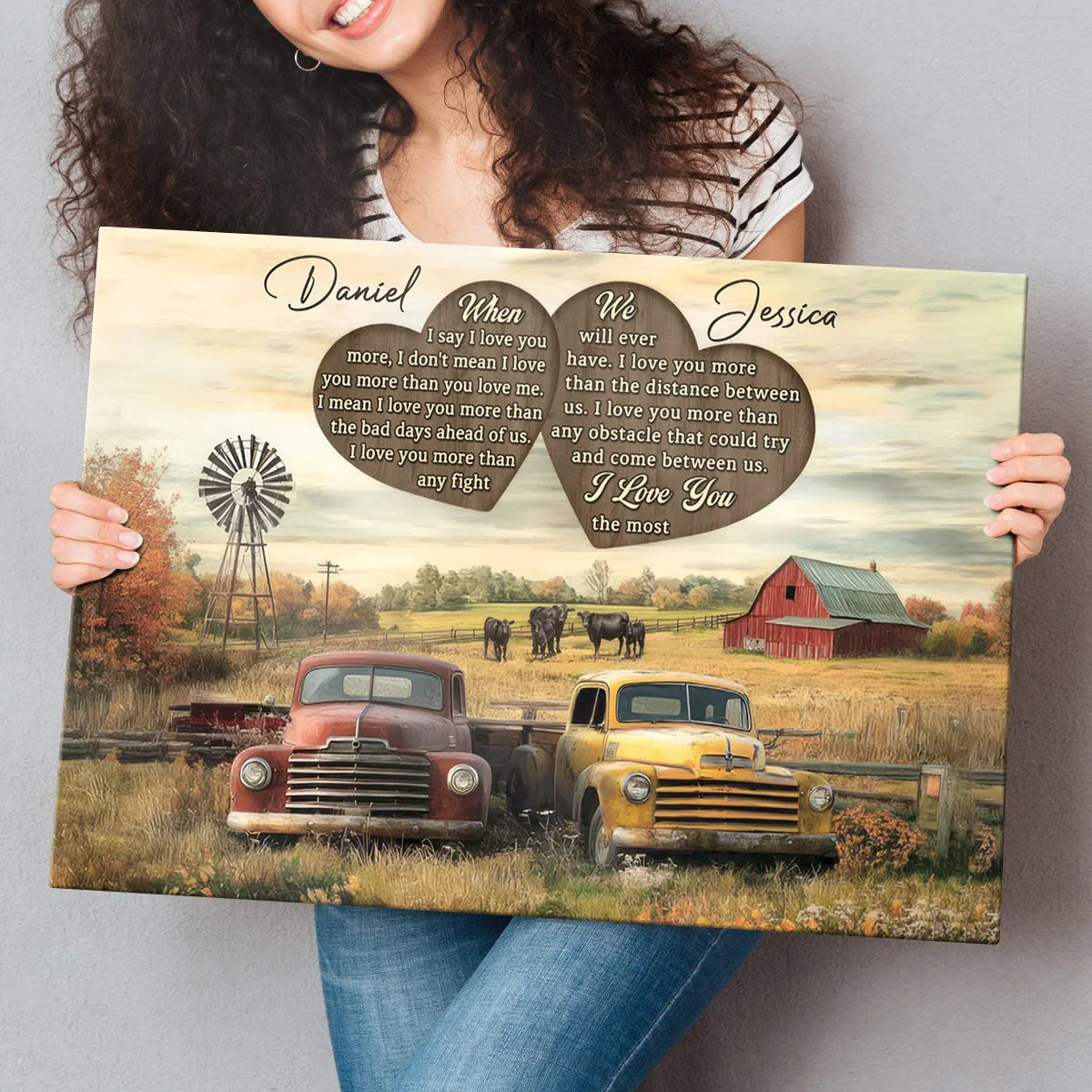 "When I Say I Love You" Personalized Couple Canvas / Poster - Custom Farmhouse Truck Gift for Wife & Husband