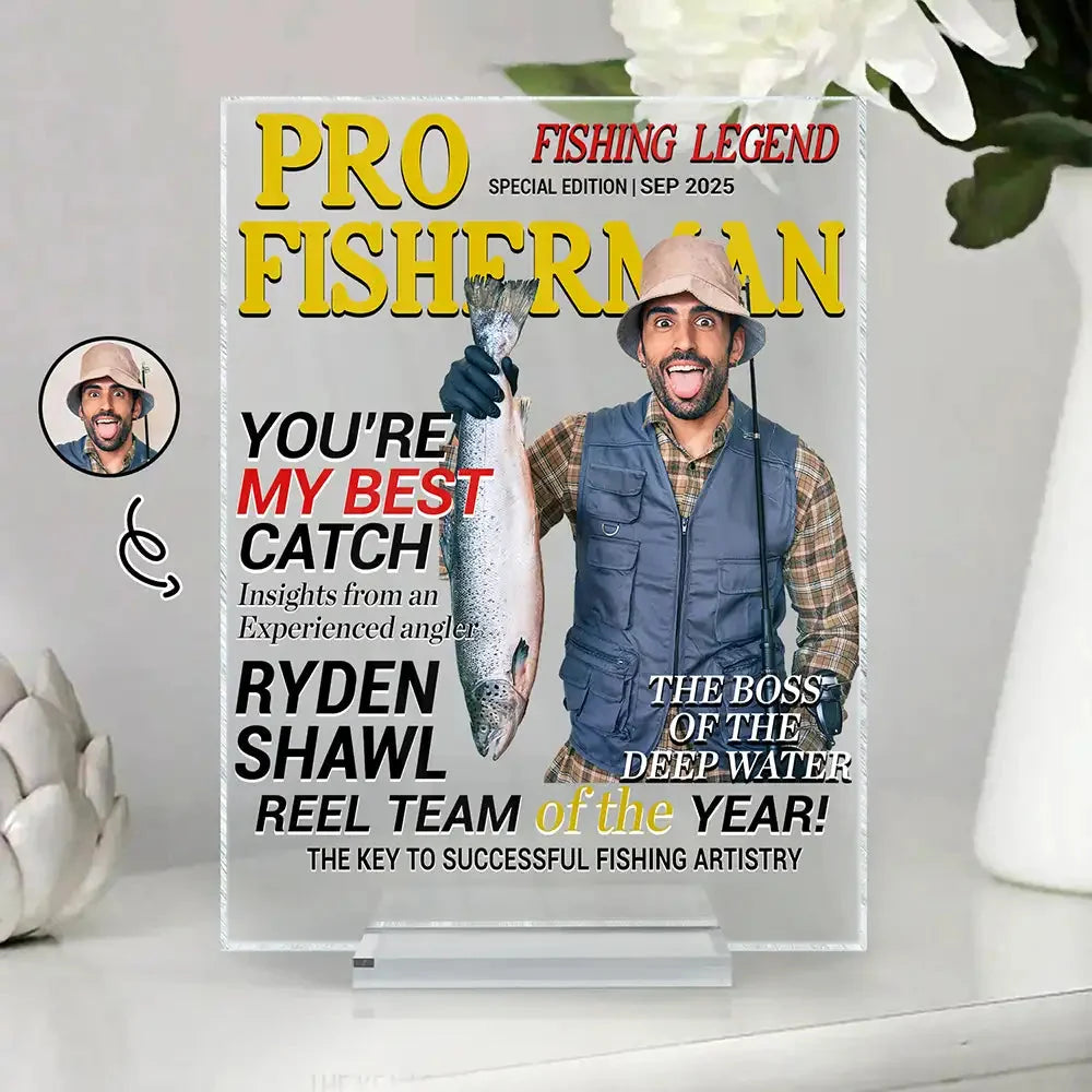Pro Fisherman Magazine Custom Photo Acrylic Plaque - Personalized Fishing Legend Gift