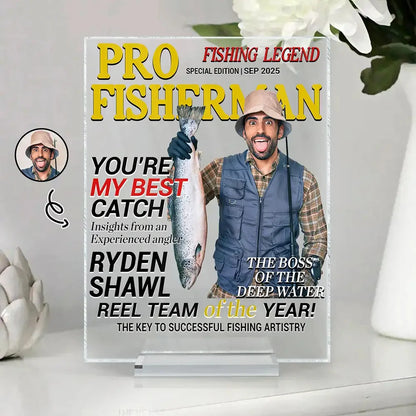 Pro Fisherman Magazine Custom Photo Acrylic Plaque - Personalized Fishing Legend Gift