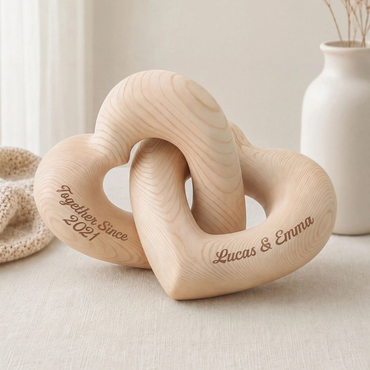Together Since Personalized Interlocking Heart Sculpture - Custom Keepsake Gift for Couples