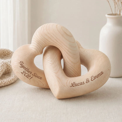 Together Since Personalized Interlocking Heart Sculpture - Custom Keepsake Gift for Couples