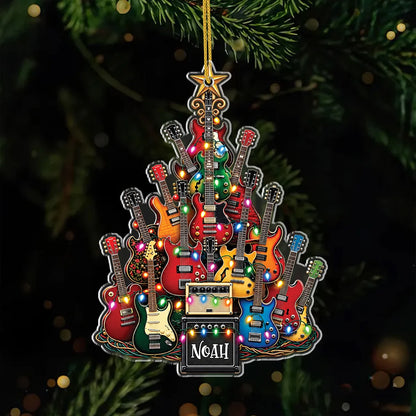 Personalized Guitar Christmas Tree Acrylic Ornament - Custom Rock Music Keepsake Gift for Guitarists