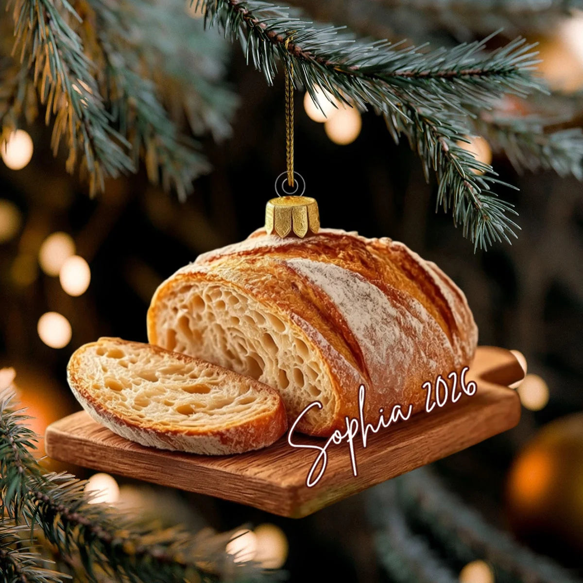 Personalized Sourdough Bread Christmas Acrylic Ornament - Custom Name Keepsake Gift for Bakers