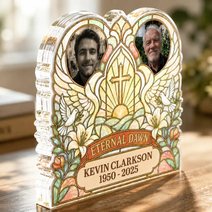 Eternal Dawn Custom Photo Memorial Acrylic Plaque - Personalized Bereavement Keepsake Gift for Family