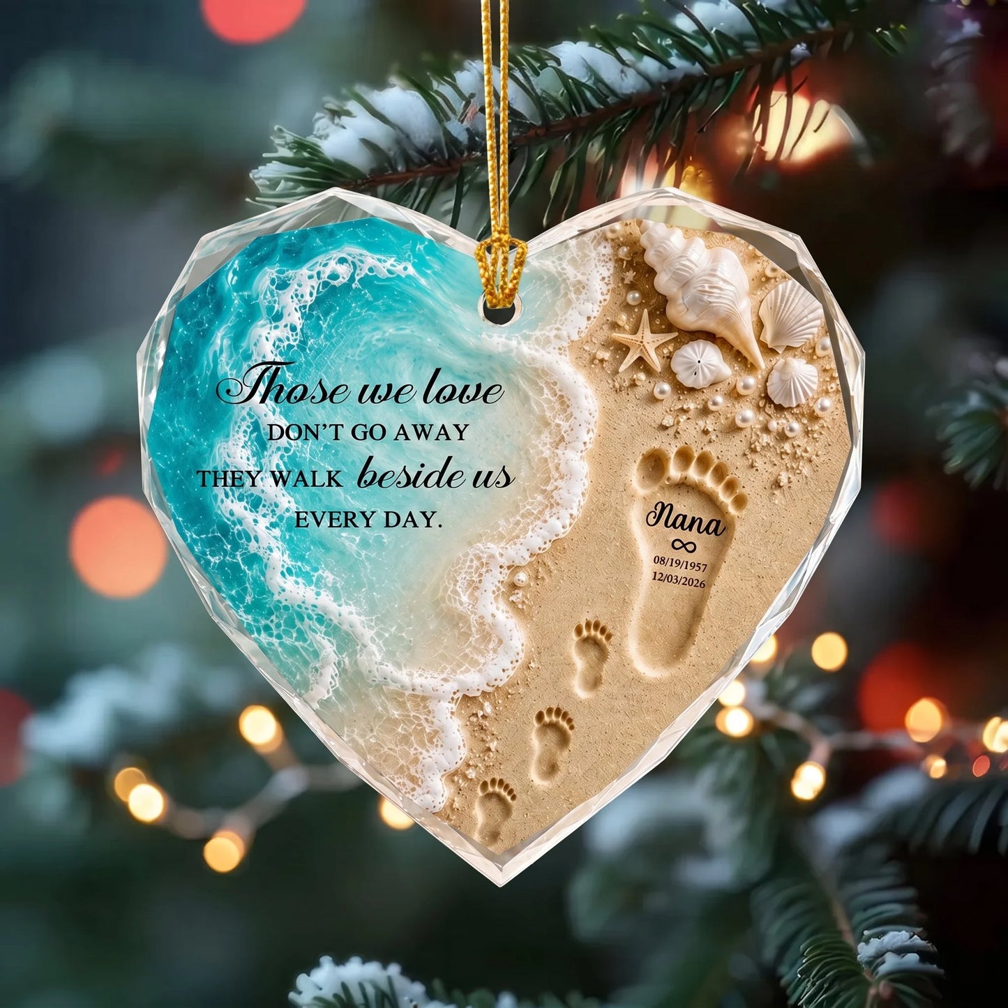 "Those We Love Don't Go Away" Personalized Glass Ornament - Custom Memorial Keepsake Gift