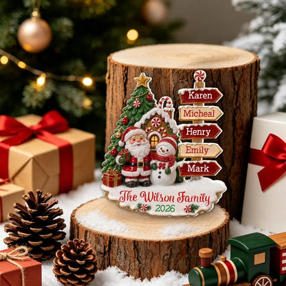 Family Christmas Personalized Wooden Ornament - Custom Name Signpost Keepsake Family Holiday Tree