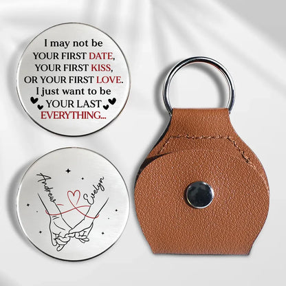 Personalized pocket hug token keychain with love quote and custom names for couples romantic gift