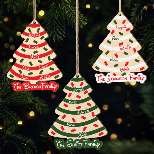 Personalized Christmas Tree Wooden Ornament - Custom Family Names Holiday Keepsake Gift