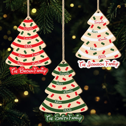Personalized Christmas Tree Wooden Ornament - Custom Family Names Holiday Keepsake Gift