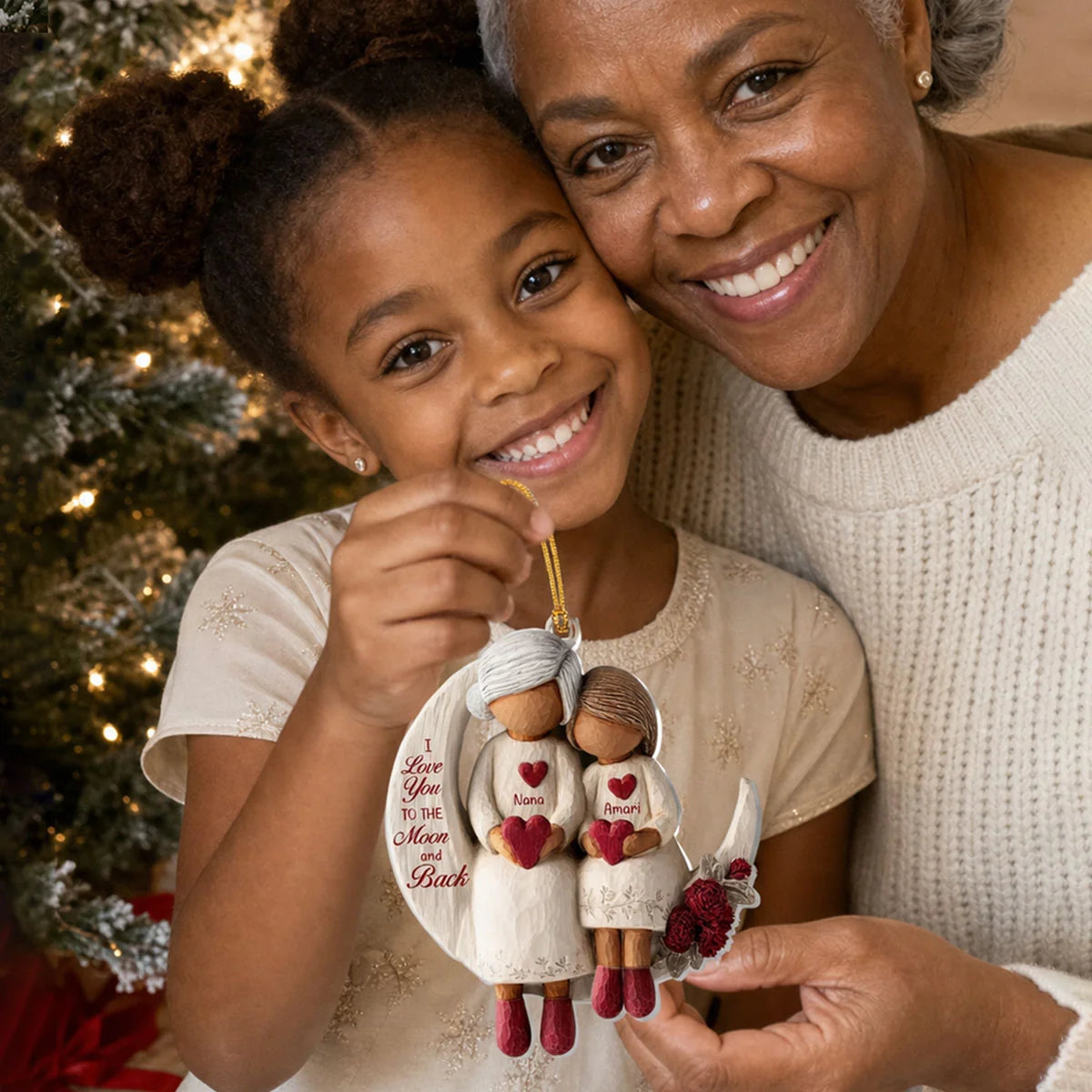 Acrylic Ornament material and size view - Personalized Grandma Ornament