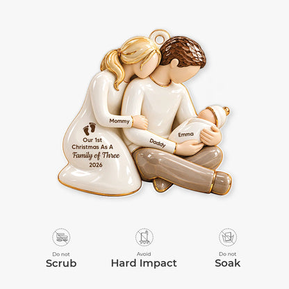 Our 1st Christmas as a Family of Three - Personalized Acrylic Ornament for New Parents