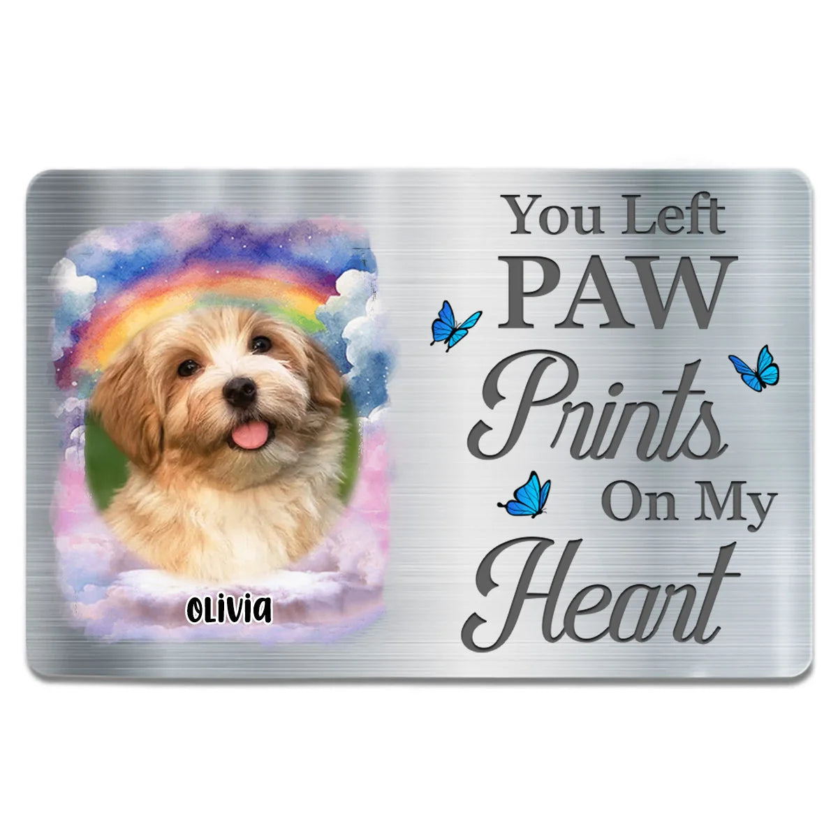 "You Left Paw Prints On My Heart" - Personalized Pet Memorial Wallet Card for Dog Lovers
