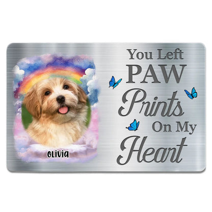 "You Left Paw Prints On My Heart" - Personalized Pet Memorial Wallet Card for Dog Lovers