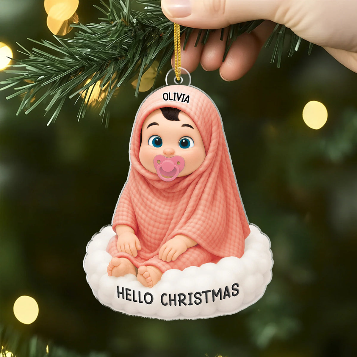 Baby's 1st Christmas Personalized Acrylic Ornament - Newborn Keepsake Holiday Gift