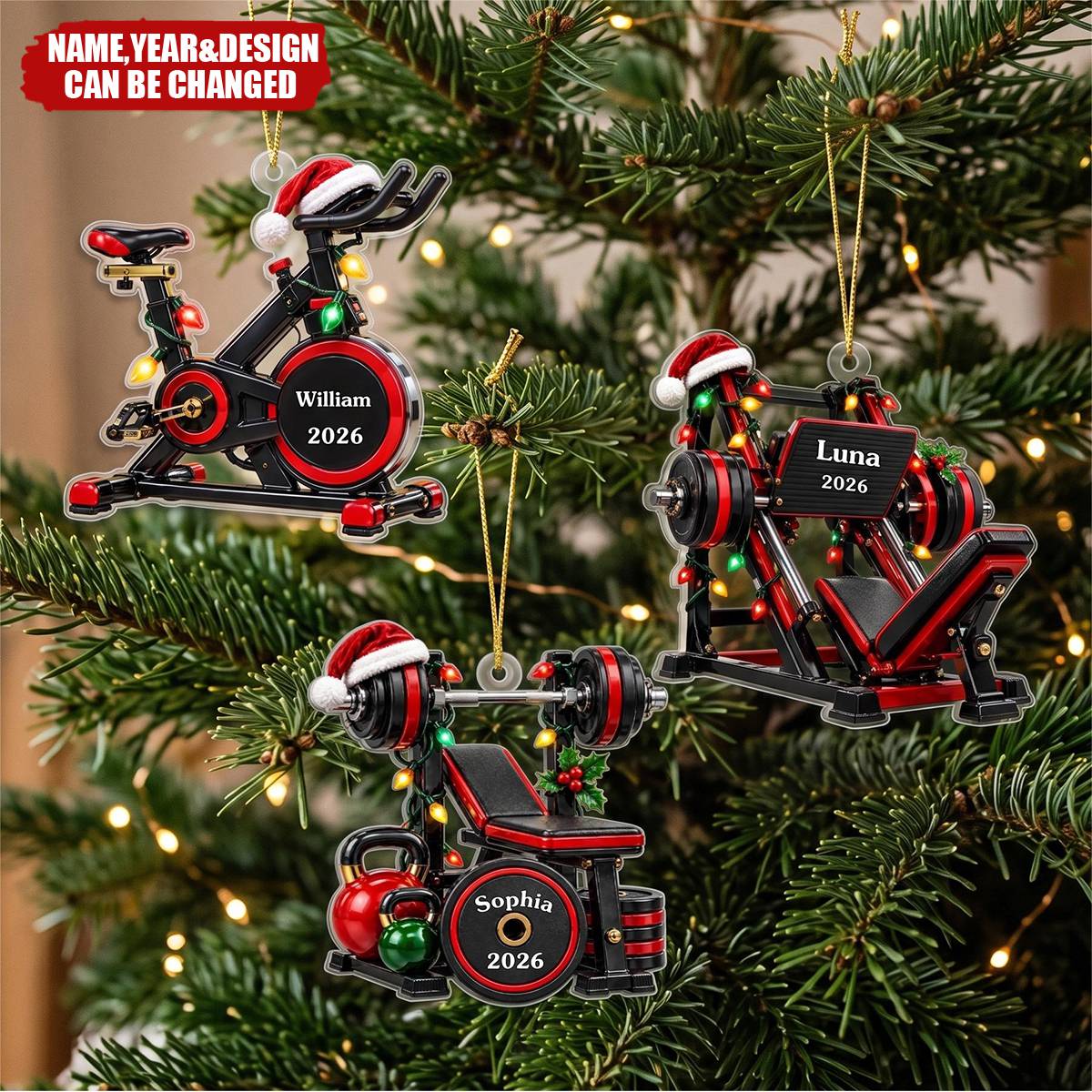 Personalized Gym Christmas Ornament - Custom Fitness Keepsake Gift for Workout Buddy