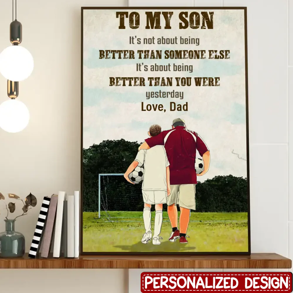 Personalized Soccer Son Poster personalization view for Son/Grandson