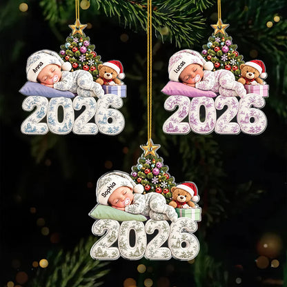 Custom Sleeping Baby Christmas Ornament - Personalized Baby First Christmas Keepsake