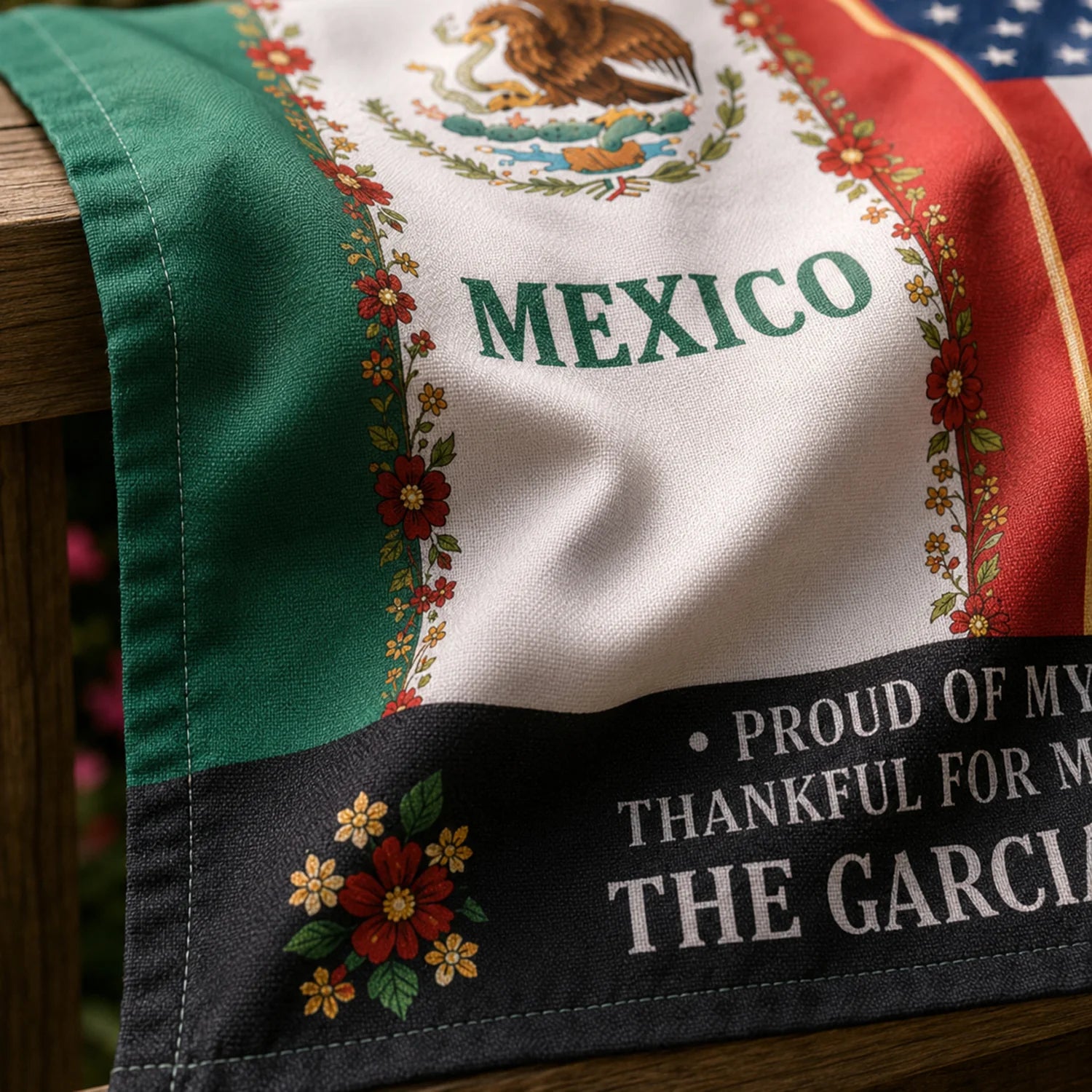 Proud Of My Roots Custom Mexico USA Family Garden Flag - Personalized Mexican American Heritage Outdoor Decor