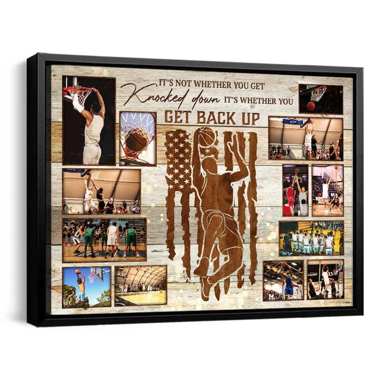 Personalized basketball photos canvas with motivational quote for custom player or coach gift image 7