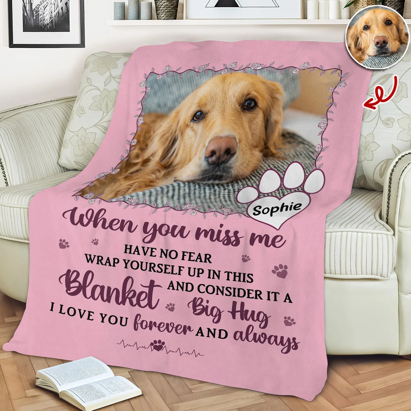 When You Miss Me Have No Fear - Personalized Pet Memorial Blanket for Dog and Cat Lovers