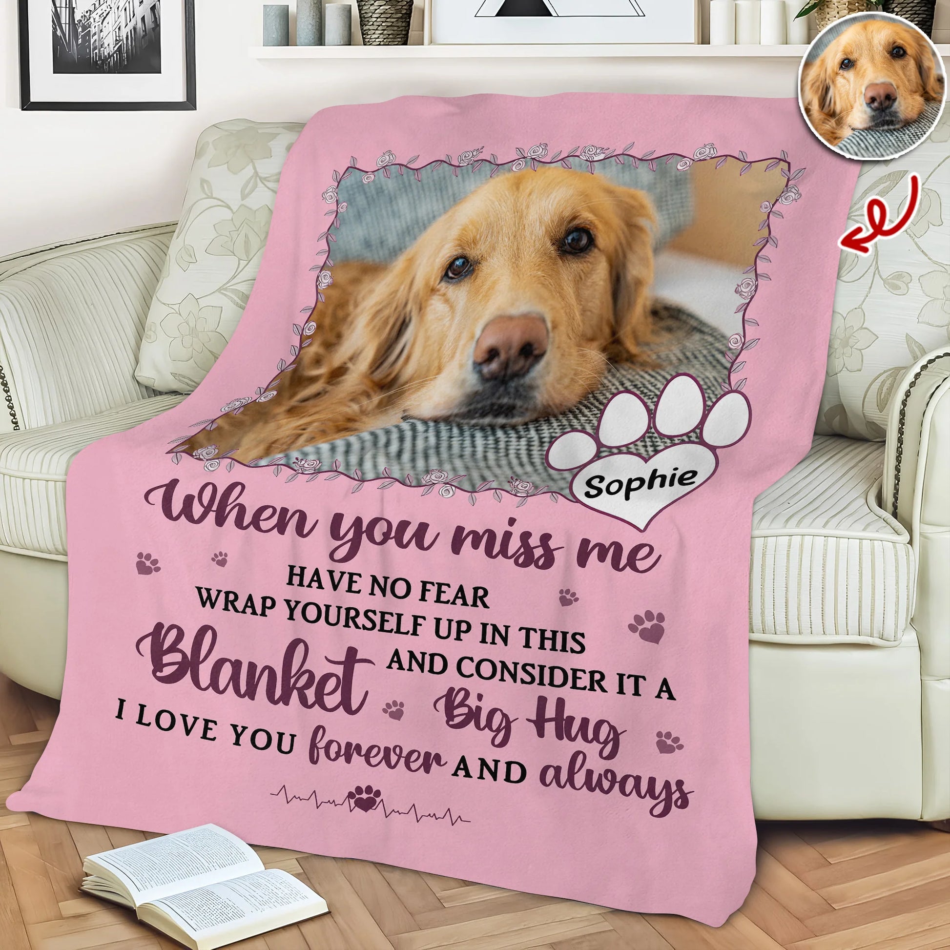 When You Miss Me Have No Fear - Personalized Pet Memorial Blanket for Dog and Cat Lovers