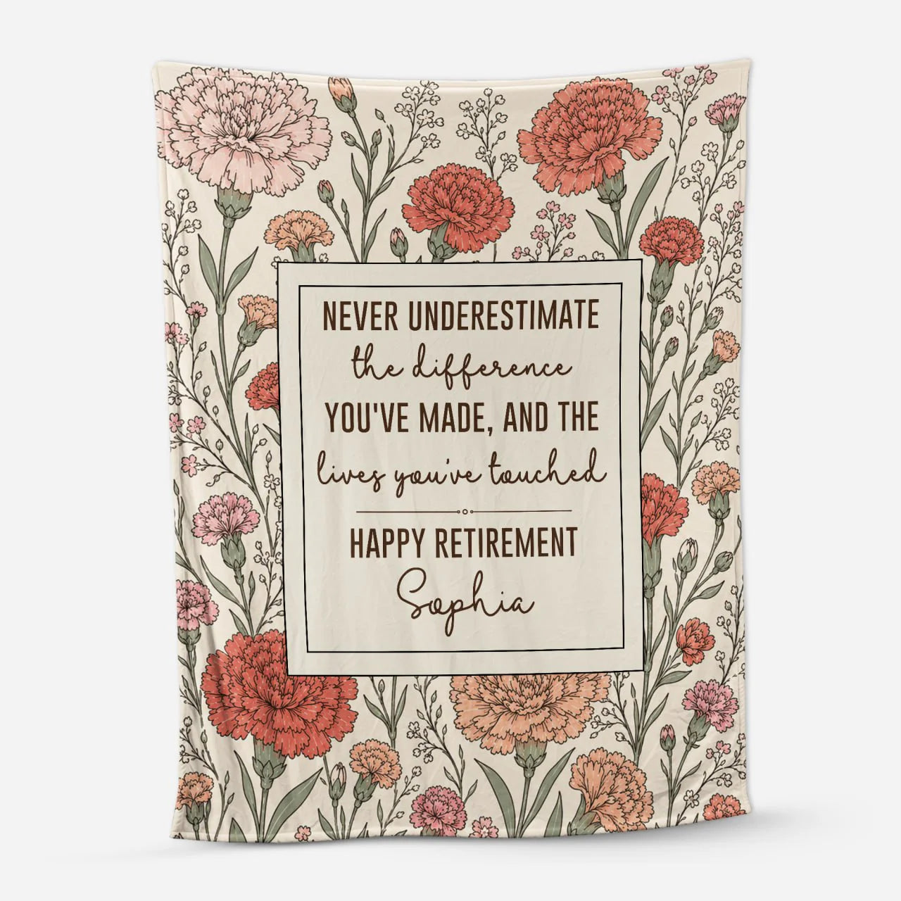 Custom Retirement Blanket for Coworker / Boss with personalized design details for meaningful gifting