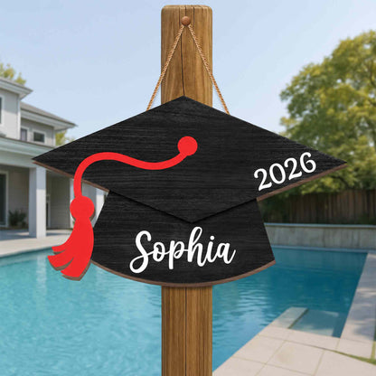 Personalized Graduation Cap Wood Sign personalization view for Daughter/Granddaughter