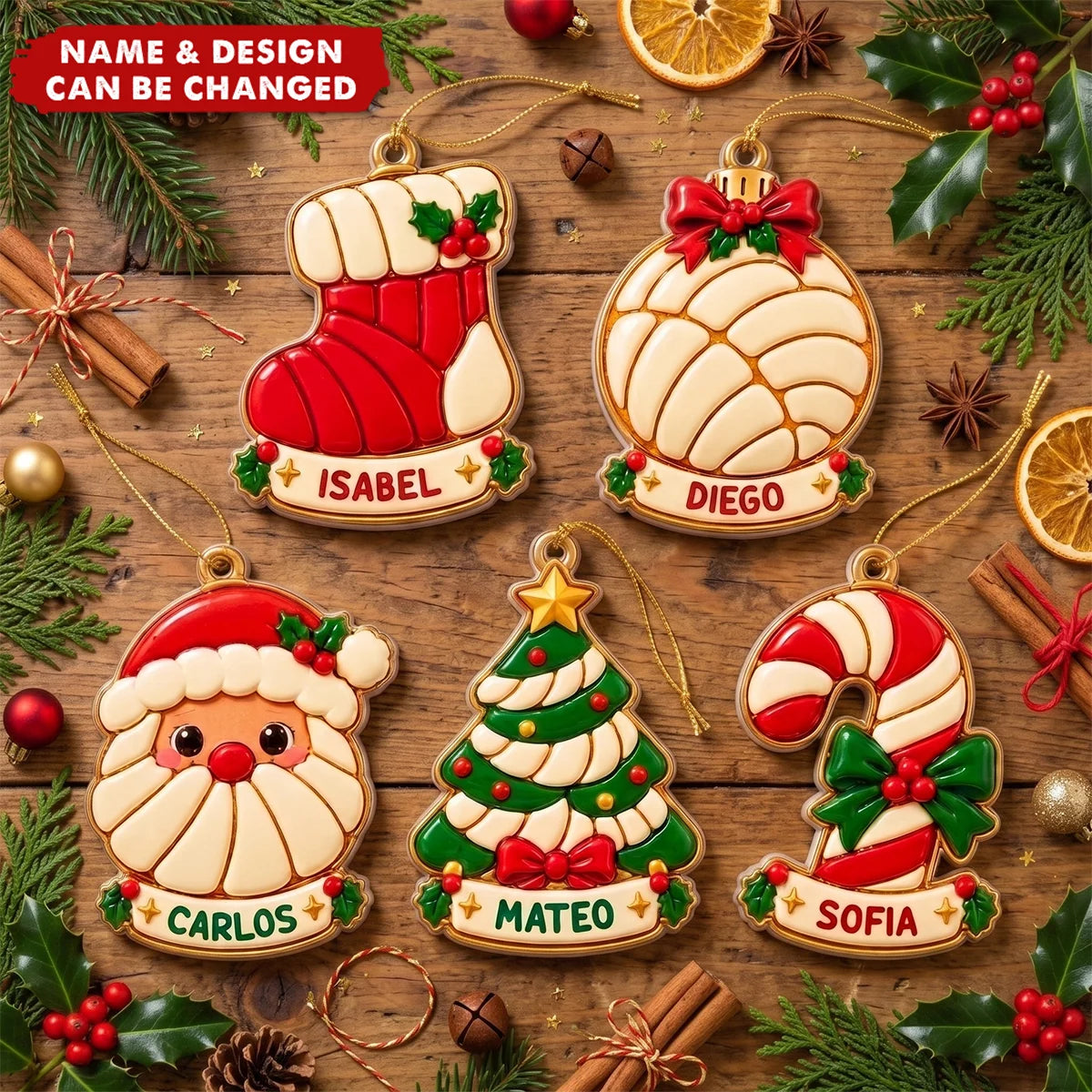 Mexican Pan Dulce Personalized Acrylic Ornament - Cute Concha Christmas Keepsake Gift for Kids and Family