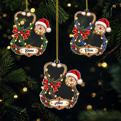 Personalized Stethoscope Christmas Acrylic Ornament - Holiday Gift for Nurse Doctor Medical Worker