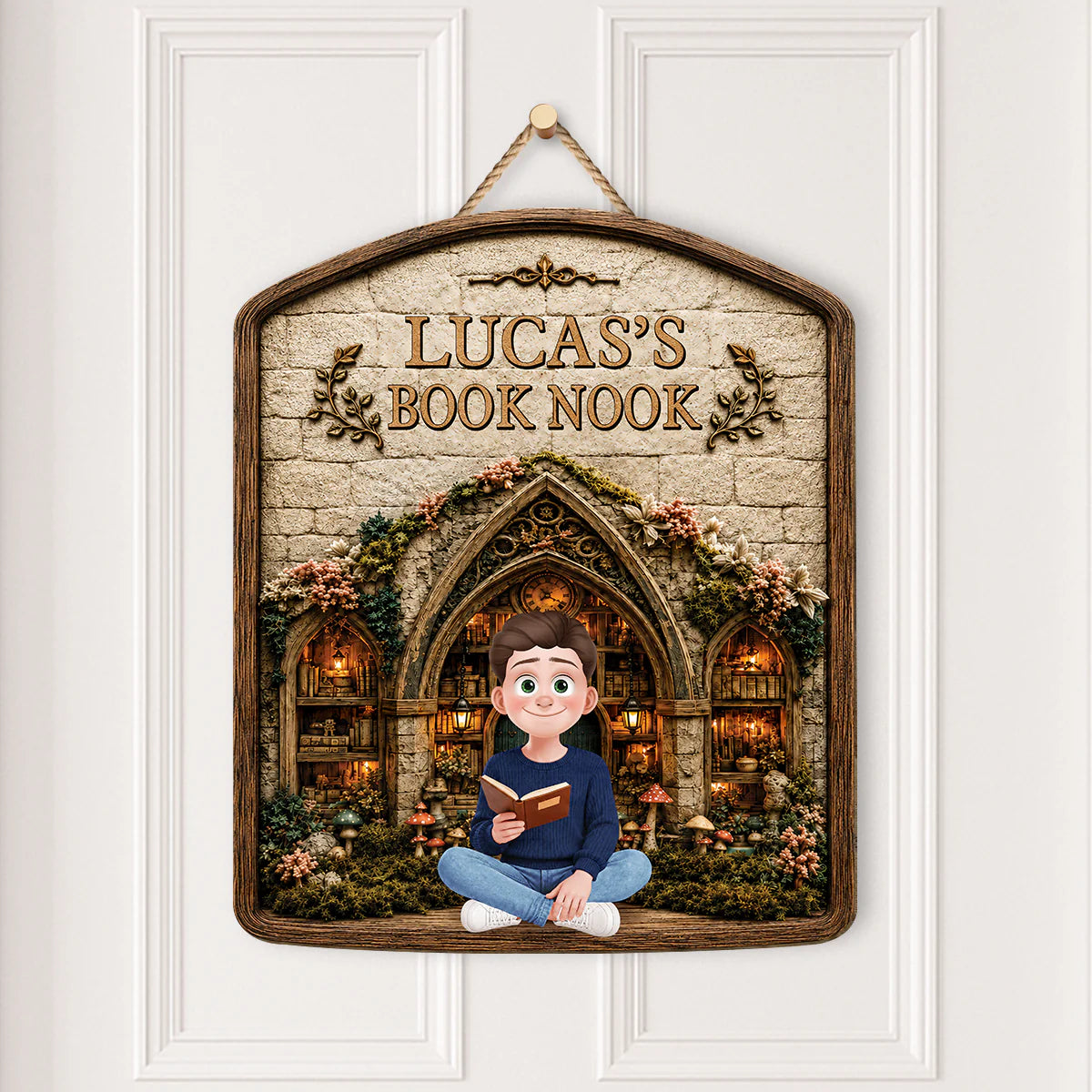 Personalized Library Wood Sign personalization view for Mom