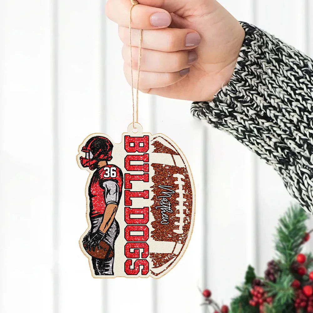 Custom Wooden Football Ornament personalization view for Son/Grandson