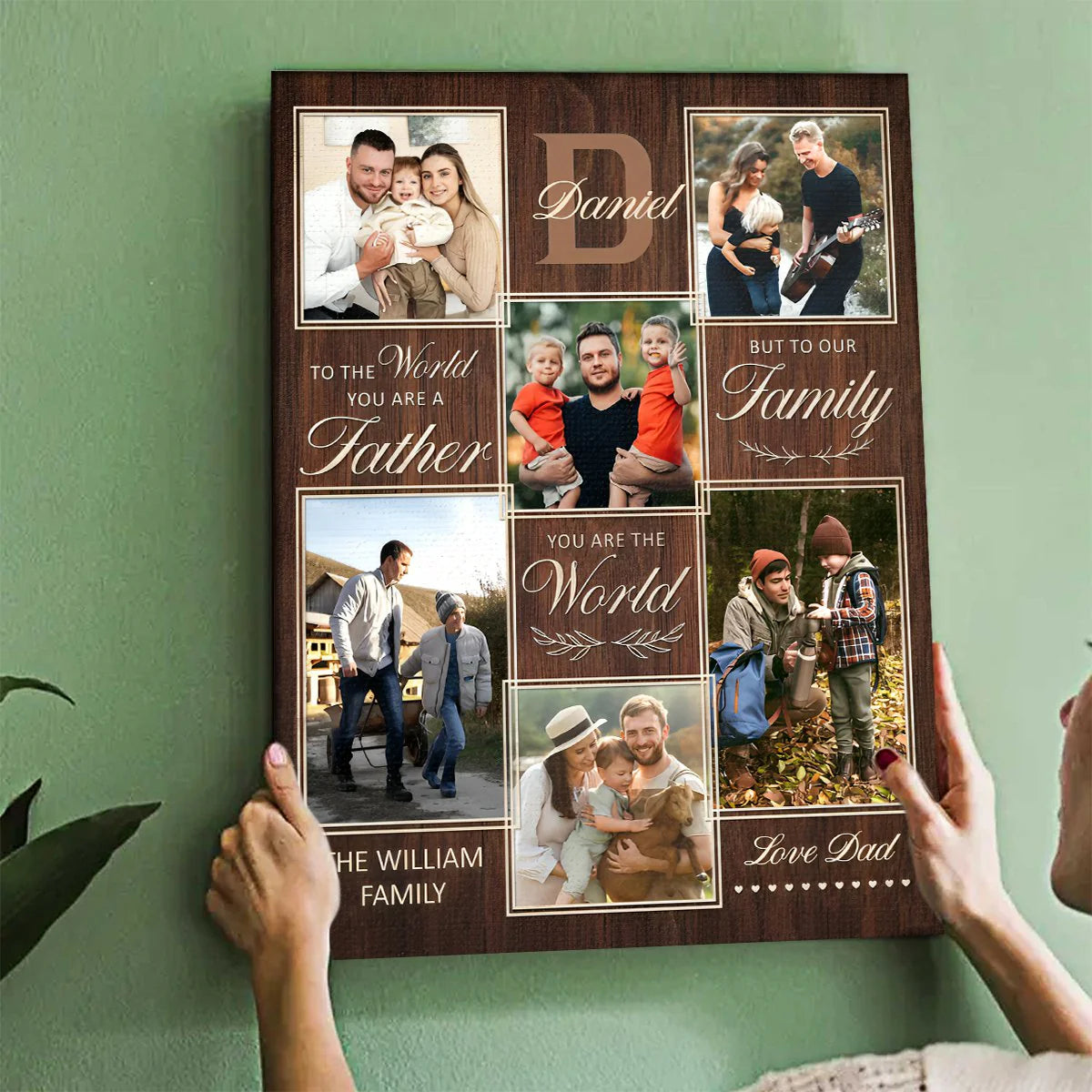Custom Father Photo Collage Canvas for Dad with personalized design details for meaningful gifting image 6