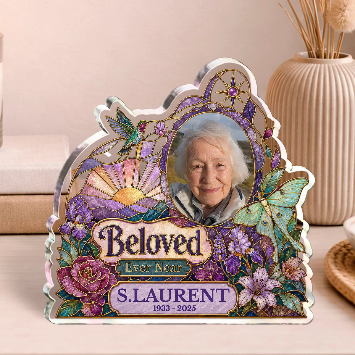 Beloved Ever Near Custom Shape Acrylic Plaque - Personalized Memorial Keepsake Gift for Family