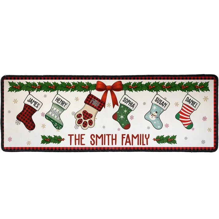 Christmas Family Together Personalized Runner Rug - Holiday Decor for Mom & Grandma