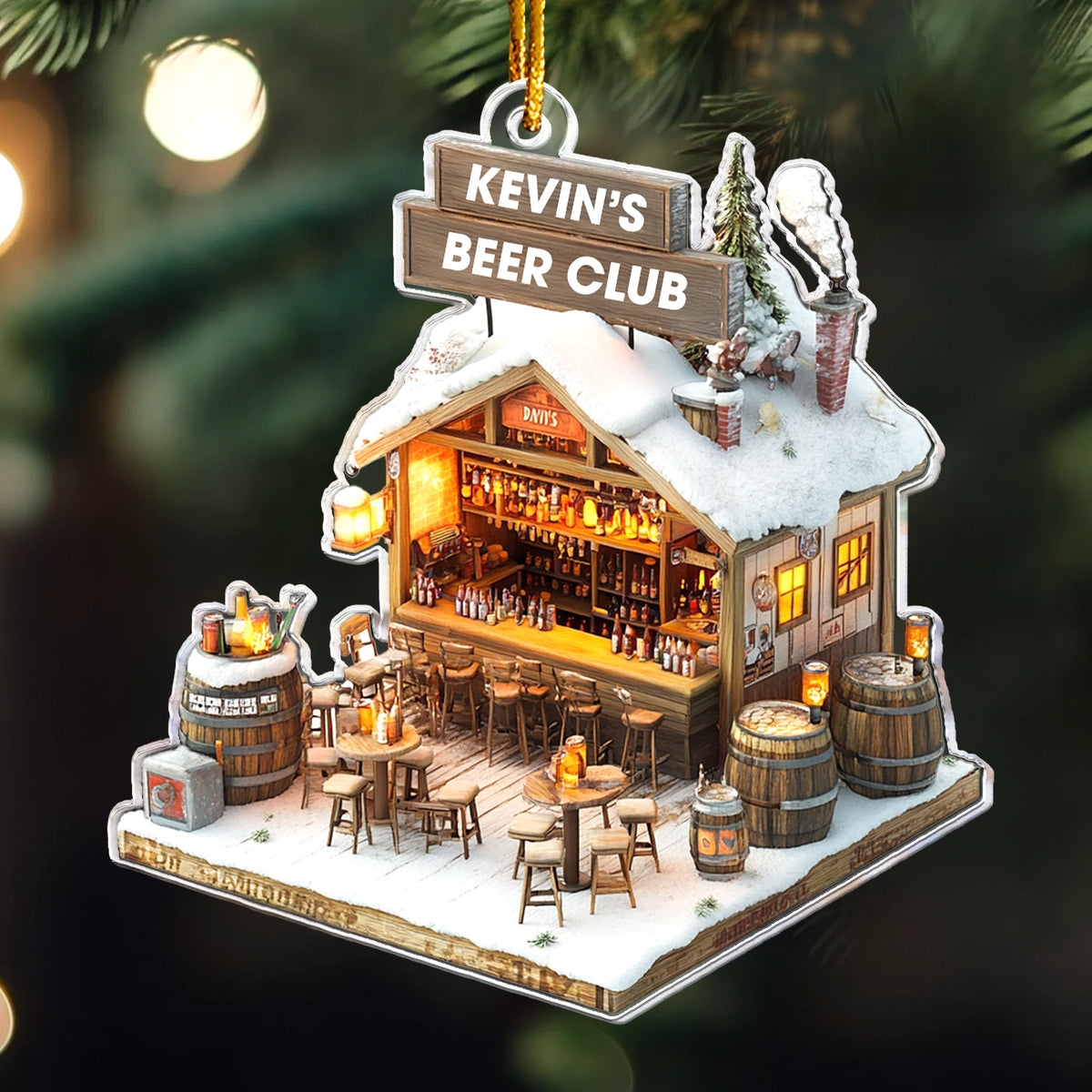 Beer Club Personalized Acrylic Ornament - Custom Pub Keepsake Gift for Craft Beer Lovers