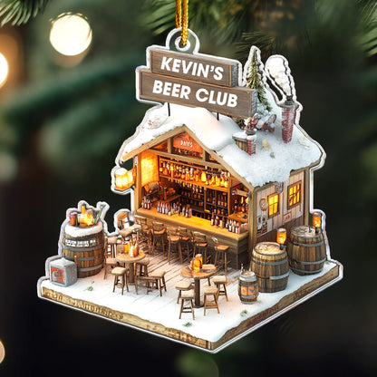 Beer Club Personalized Acrylic Ornament - Custom Pub Keepsake Gift for Craft Beer Lovers